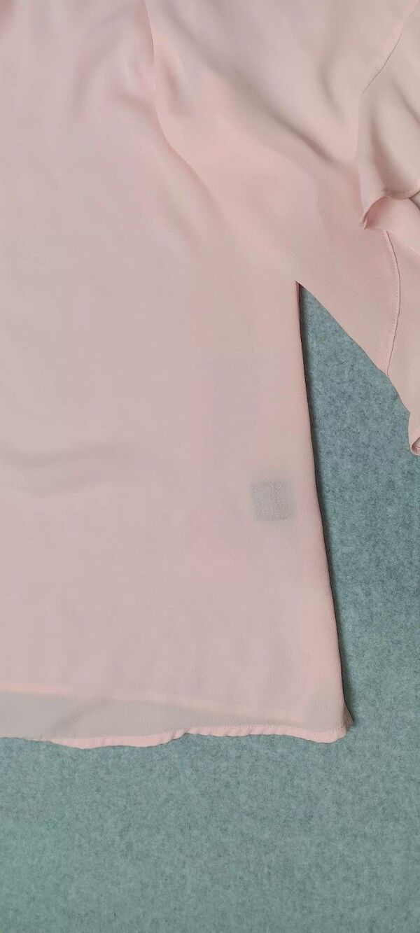 Investments Georgette Ruffled Sleeves Blouse Womens XL Blush Pink Semi Sheer - Picture 6 of 12